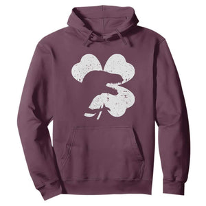 Funny St Patricks Day Dinosaur Shamrock Hoodie TS11 Maroon Print Your Wear