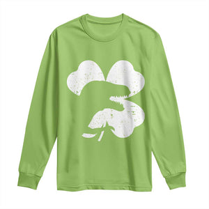 Funny St Patricks Day Dinosaur Shamrock Long Sleeve Shirt TS11 Lime Print Your Wear