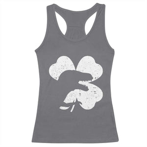 Funny St Patricks Day Dinosaur Shamrock Racerback Tank Top TS11 Charcoal Print Your Wear