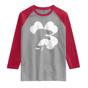 Funny St Patricks Day Dinosaur Shamrock Raglan Shirt TS11 Sport Gray Red Print Your Wear