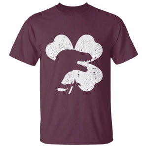 Funny St Patricks Day Dinosaur Shamrock T Shirt TS11 Maroon Print Your Wear