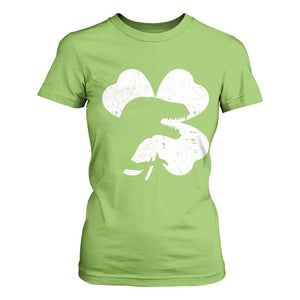 Funny St Patricks Day Dinosaur Shamrock T Shirt For Women TS11 Lime Print Your Wear