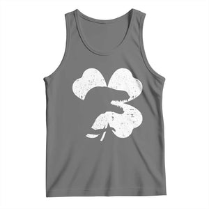 Funny St Patricks Day Dinosaur Shamrock Tank Top TS11 Black Heather Print Your Wear
