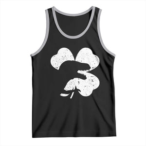 Funny St Patricks Day Dinosaur Shamrock Tank Top TS11 Black Athletic Heather Print Your Wear