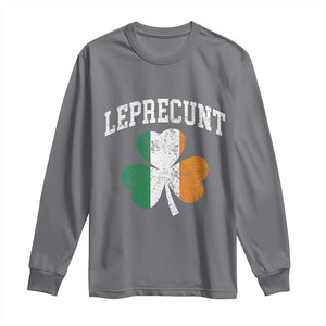 Funny Leprecunt St Patricks Day Long Sleeve Shirt Vintage Irish Shamrock Adult Humor TS11 Charcoal Print Your Wear