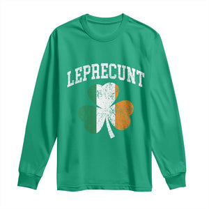 Funny Leprecunt St Patricks Day Long Sleeve Shirt Vintage Irish Shamrock Adult Humor TS11 Irish Green Print Your Wear