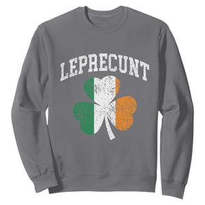 Funny Leprecunt St Patricks Day Sweatshirt Vintage Irish Shamrock Adult Humor TS11 Charcoal Print Your Wear