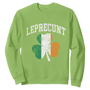 Funny Leprecunt St Patricks Day Sweatshirt Vintage Irish Shamrock Adult Humor TS11 Lime Print Your Wear