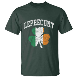 Funny Leprecunt St Patricks Day T Shirt Vintage Irish Shamrock Adult Humor TS11 Dark Forest Green Print Your Wear