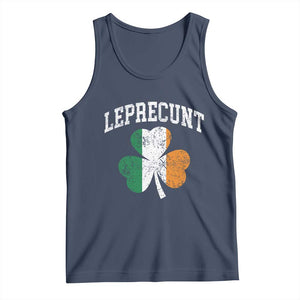 Funny Leprecunt St Patricks Day Tank Top Vintage Irish Shamrock Adult Humor TS11 Navy Print Your Wear