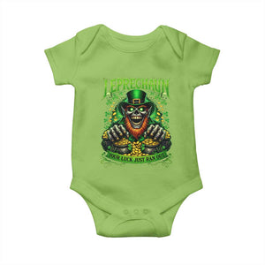 St Patricks Day Horror Leprechaun Baby Onesie Your Luck Just Ran Out Creepy St Pattys Day TS11 Lime Print Your Wear