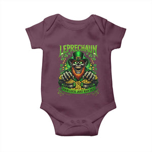 St Patricks Day Horror Leprechaun Baby Onesie Your Luck Just Ran Out Creepy St Pattys Day TS11 Maroon Print Your Wear