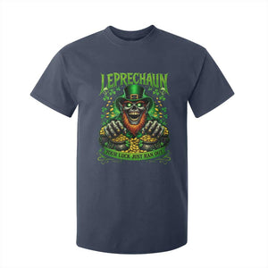 St Patricks Day Horror Leprechaun T Shirt For Kid Your Luck Just Ran Out Creepy St Pattys Day TS11 Navy Print Your Wear