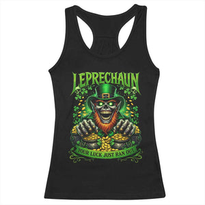 St Patricks Day Horror Leprechaun Racerback Tank Top Your Luck Just Ran Out Creepy St Pattys Day TS11 Black Print Your Wear