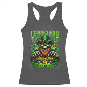 St Patricks Day Horror Leprechaun Racerback Tank Top Your Luck Just Ran Out Creepy St Pattys Day TS11 Dark Heather Print Your Wear