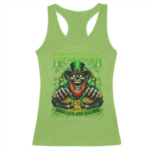 St Patricks Day Horror Leprechaun Racerback Tank Top Your Luck Just Ran Out Creepy St Pattys Day TS11 Lime Print Your Wear