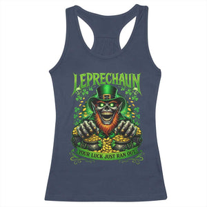 St Patricks Day Horror Leprechaun Racerback Tank Top Your Luck Just Ran Out Creepy St Pattys Day TS11 Navy Print Your Wear