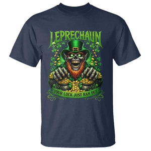 St Patricks Day Horror Leprechaun T Shirt Your Luck Just Ran Out Creepy St Pattys Day TS11 Navy Print Your Wear