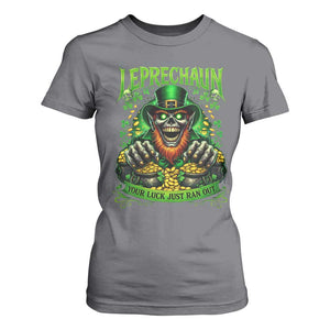 St Patricks Day Horror Leprechaun T Shirt For Women Your Luck Just Ran Out Creepy St Pattys Day TS11 Charcoal Print Your Wear
