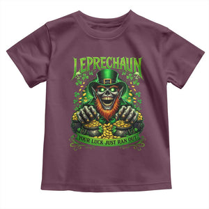 St Patricks Day Horror Leprechaun Toddler T Shirt Your Luck Just Ran Out Creepy St Pattys Day TS11 Maroon Print Your Wear