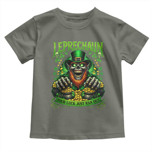St Patricks Day Horror Leprechaun Toddler T Shirt Your Luck Just Ran Out Creepy St Pattys Day TS11 Military Green Print Your Wear