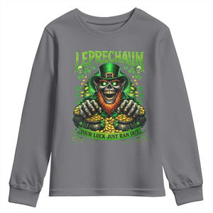 St Patricks Day Horror Leprechaun Youth Sweatshirt Your Luck Just Ran Out Creepy St Pattys Day TS11 Charcoal Print Your Wear