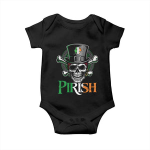 Funny St Patricks Day Pirate Baby Onesie Pirish Vintage Irish Pirate Skull TS11 Black Print Your Wear