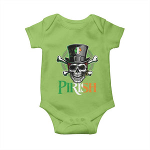 Funny St Patricks Day Pirate Baby Onesie Pirish Vintage Irish Pirate Skull TS11 Lime Print Your Wear