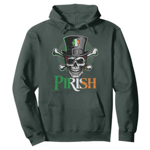 Funny St Patricks Day Pirate Hoodie Pirish Vintage Irish Pirate Skull TS11 Dark Forest Green Print Your Wear