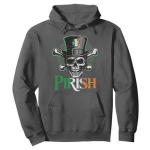 Funny St Patricks Day Pirate Hoodie Pirish Vintage Irish Pirate Skull TS11 Dark Heather Print Your Wear
