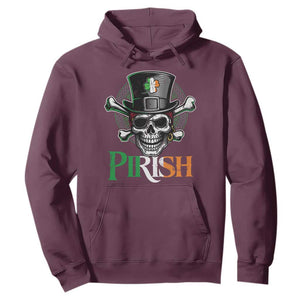 Funny St Patricks Day Pirate Hoodie Pirish Vintage Irish Pirate Skull TS11 Maroon Print Your Wear