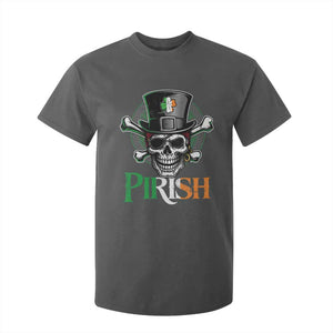 Funny St Patricks Day Pirate T Shirt For Kid Pirish Vintage Irish Pirate Skull TS11 Dark Heather Print Your Wear
