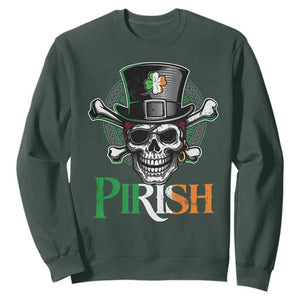 Funny St Patricks Day Pirate Sweatshirt Pirish Vintage Irish Pirate Skull TS11 Dark Forest Green Print Your Wear
