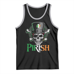 Funny St Patricks Day Pirate Tank Top Pirish Vintage Irish Pirate Skull TS11 Black Athletic Heather Print Your Wear