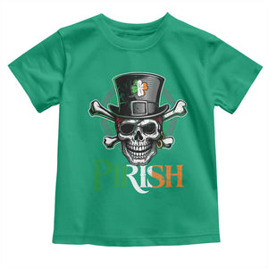 Funny St Patricks Day Pirate Toddler T Shirt Pirish Vintage Irish Pirate Skull TS11 Irish Green Print Your Wear