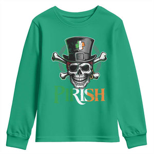 Funny St Patricks Day Pirate Youth Sweatshirt Pirish Vintage Irish Pirate Skull TS11 Irish Green Print Your Wear