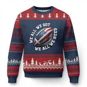 We All We Got We All We Need Ugly Christmas Sweater American Flag Football Fan TS11 Navy Red Print Your Wear