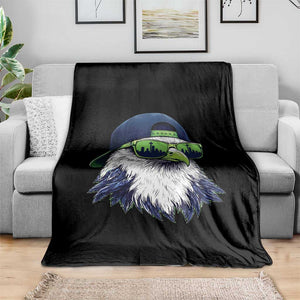 Vintage Hawk Graphic with Seattle Skyline Sunglasses Game Day Throw Blanket TS11 Print Your Wear