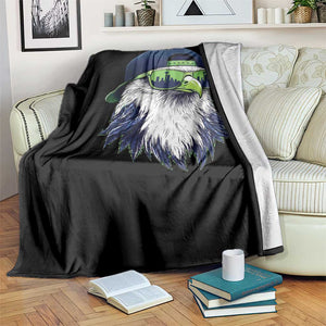 Vintage Hawk Graphic with Seattle Skyline Sunglasses Game Day Throw Blanket TS11 Print Your Wear