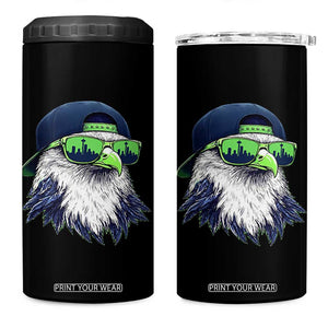 Vintage Hawk Graphic with Seattle Skyline Sunglasses Game Day 4 in 1 Can Cooler Tumbler TS11 One Size: 16 oz Black Print Your Wear