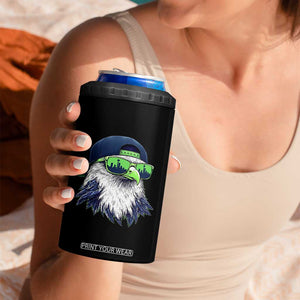 Vintage Hawk Graphic with Seattle Skyline Sunglasses Game Day 4 in 1 Can Cooler Tumbler TS11 Print Your Wear