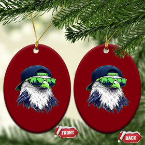 Vintage Hawk Graphic with Seattle Skyline Sunglasses Game Day Ceramic Ornament TS11 Print Your Wear