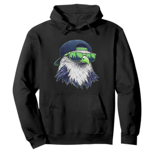 Vintage Hawk Graphic with Seattle Skyline Sunglasses Game Day Hoodie TS11 Black Print Your Wear