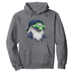 Vintage Hawk Graphic with Seattle Skyline Sunglasses Game Day Hoodie TS11 Charcoal Print Your Wear