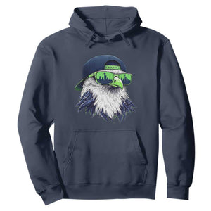 Vintage Hawk Graphic with Seattle Skyline Sunglasses Game Day Hoodie TS11 Navy Print Your Wear