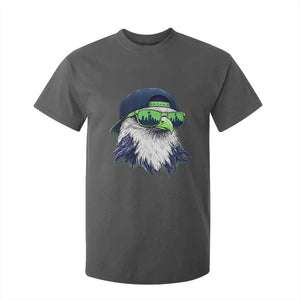 Vintage Hawk Graphic with Seattle Skyline Sunglasses Game Day T Shirt For Kid TS11 Dark Heather Print Your Wear