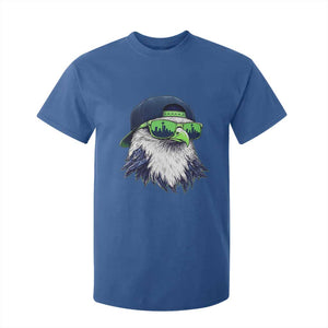 Vintage Hawk Graphic with Seattle Skyline Sunglasses Game Day T Shirt For Kid TS11 Royal Blue Print Your Wear