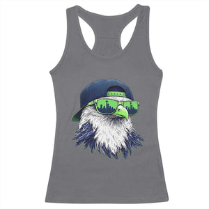 Vintage Hawk Graphic with Seattle Skyline Sunglasses Game Day Racerback Tank Top TS11 Charcoal Print Your Wear