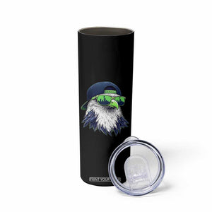 Vintage Hawk Graphic with Seattle Skyline Sunglasses Game Day Skinny Tumbler TS11 Print Your Wear