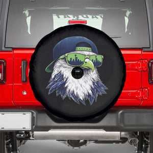 Vintage Hawk Graphic with Seattle Skyline Sunglasses Game Day Spare Tire Cover TS11 Black Print Your Wear